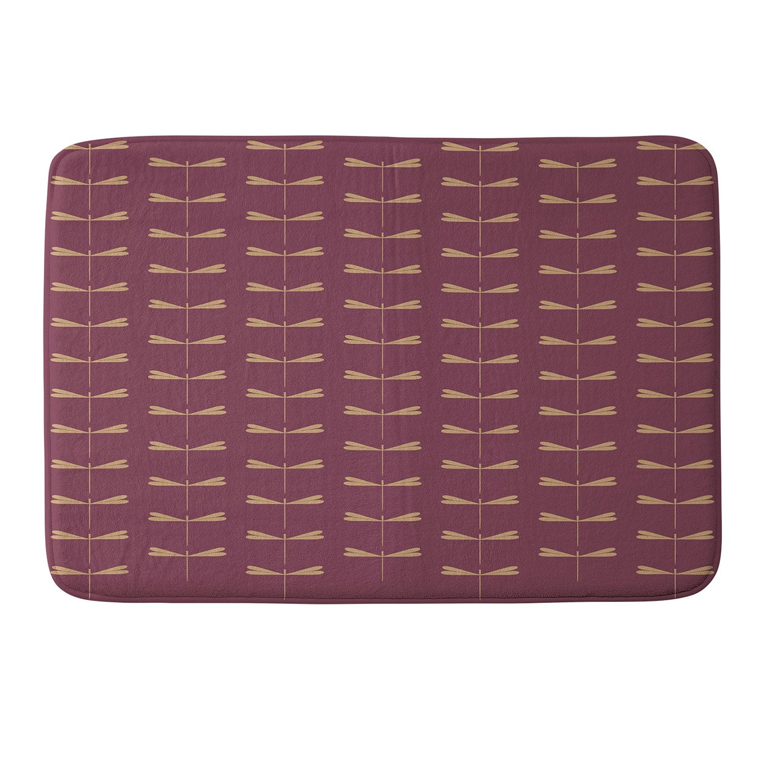 Colour Poems Dragonfly Pattern Mauve Memory Foam Bath Mat