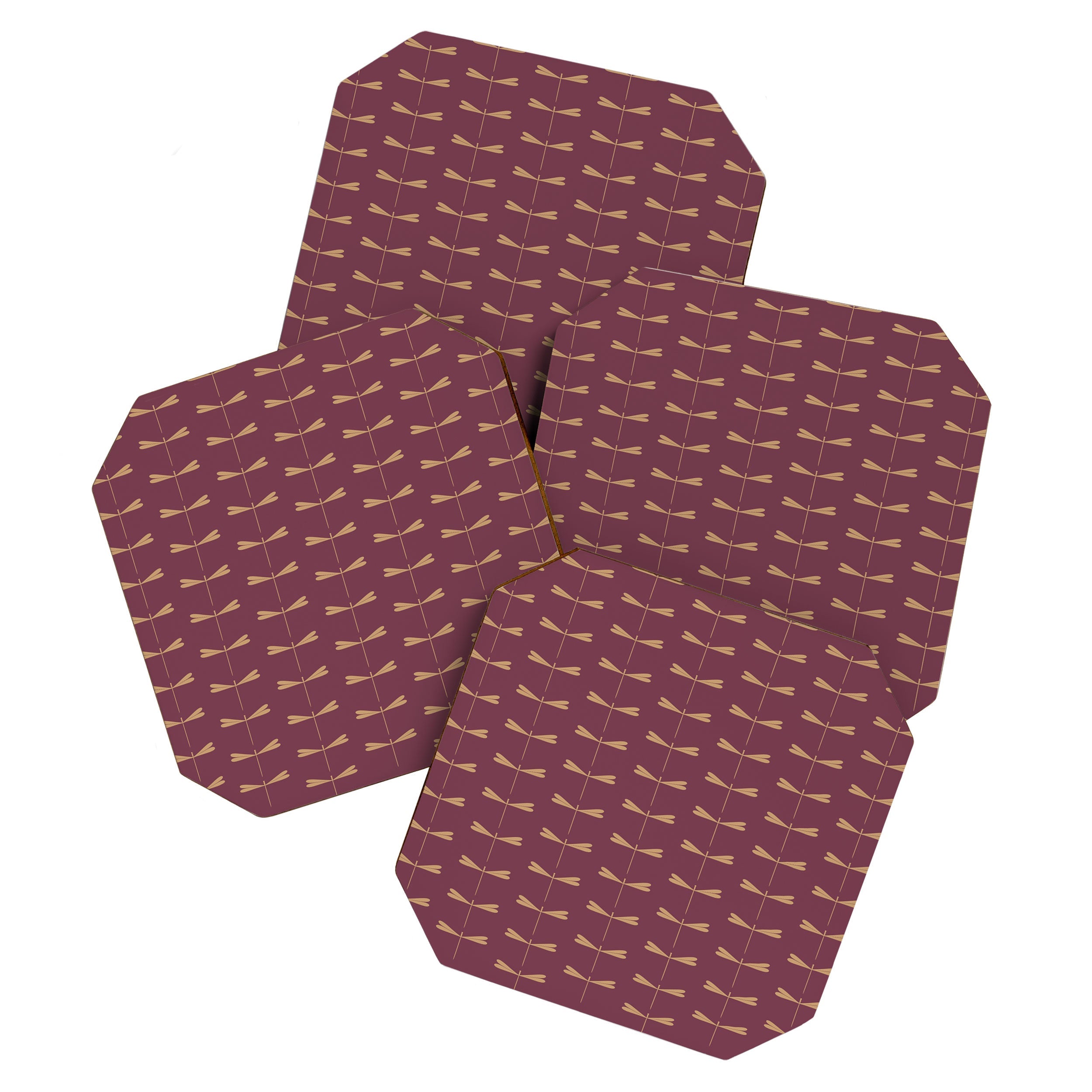 Colour Poems Dragonfly Pattern Mauve Coaster Set
