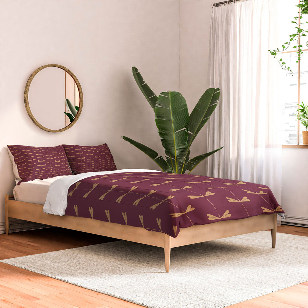 Colour Poems Dragonfly Pattern Mauve Comforter