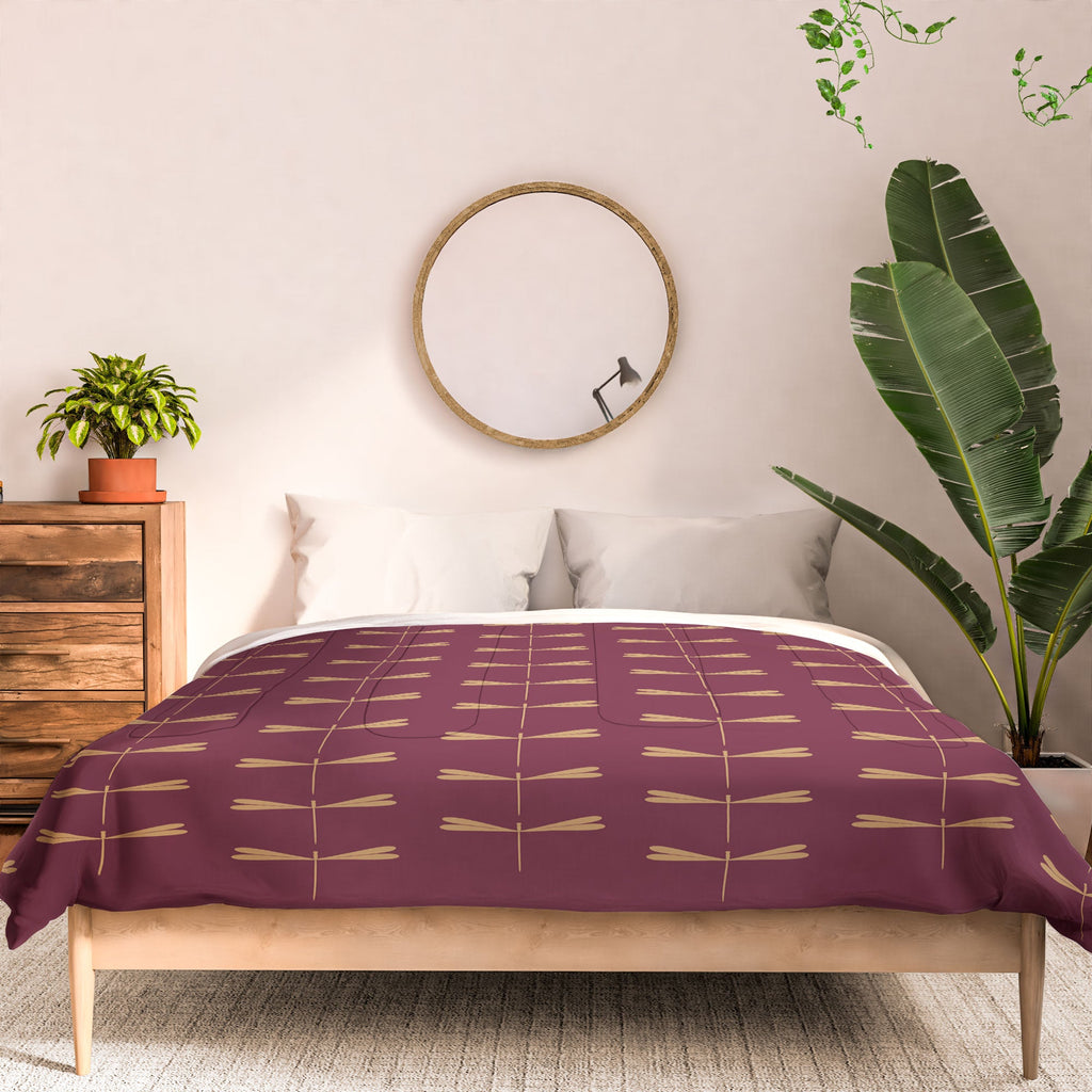 Colour Poems Dragonfly Pattern Mauve Comforter