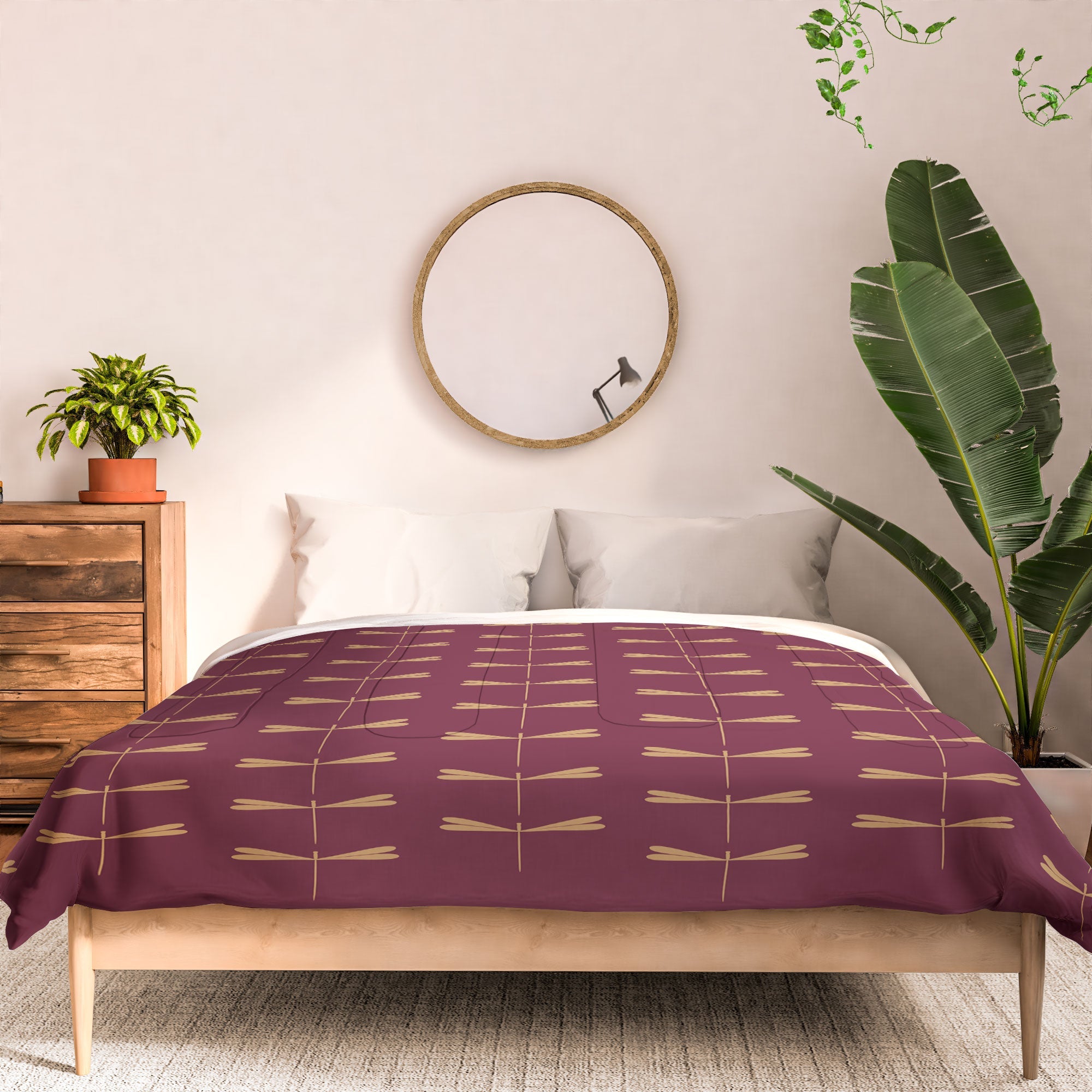 Colour Poems Dragonfly Pattern Mauve Comforter