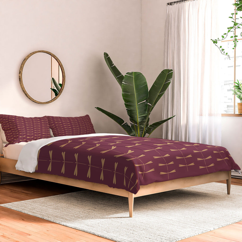 Colour Poems Dragonfly Pattern Mauve Comforter
