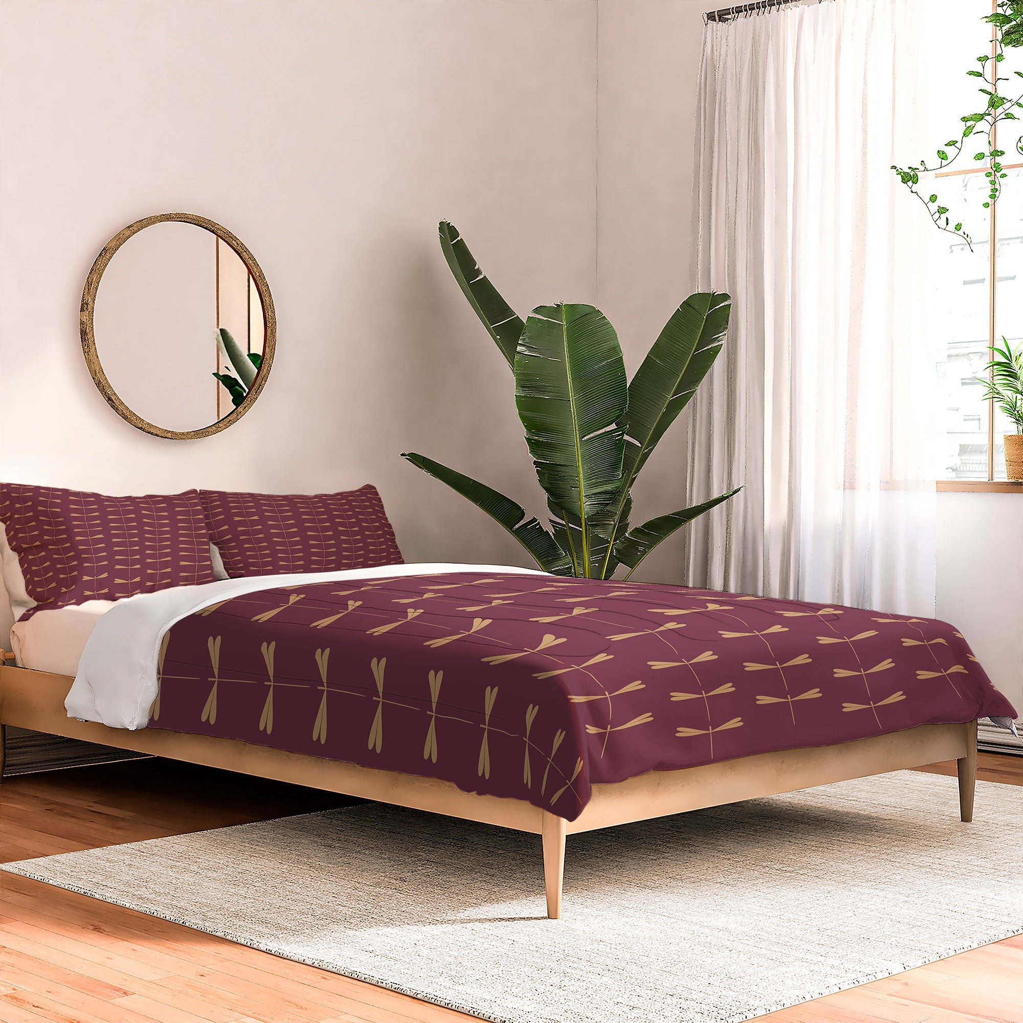 Colour Poems Dragonfly Pattern Mauve Comforter