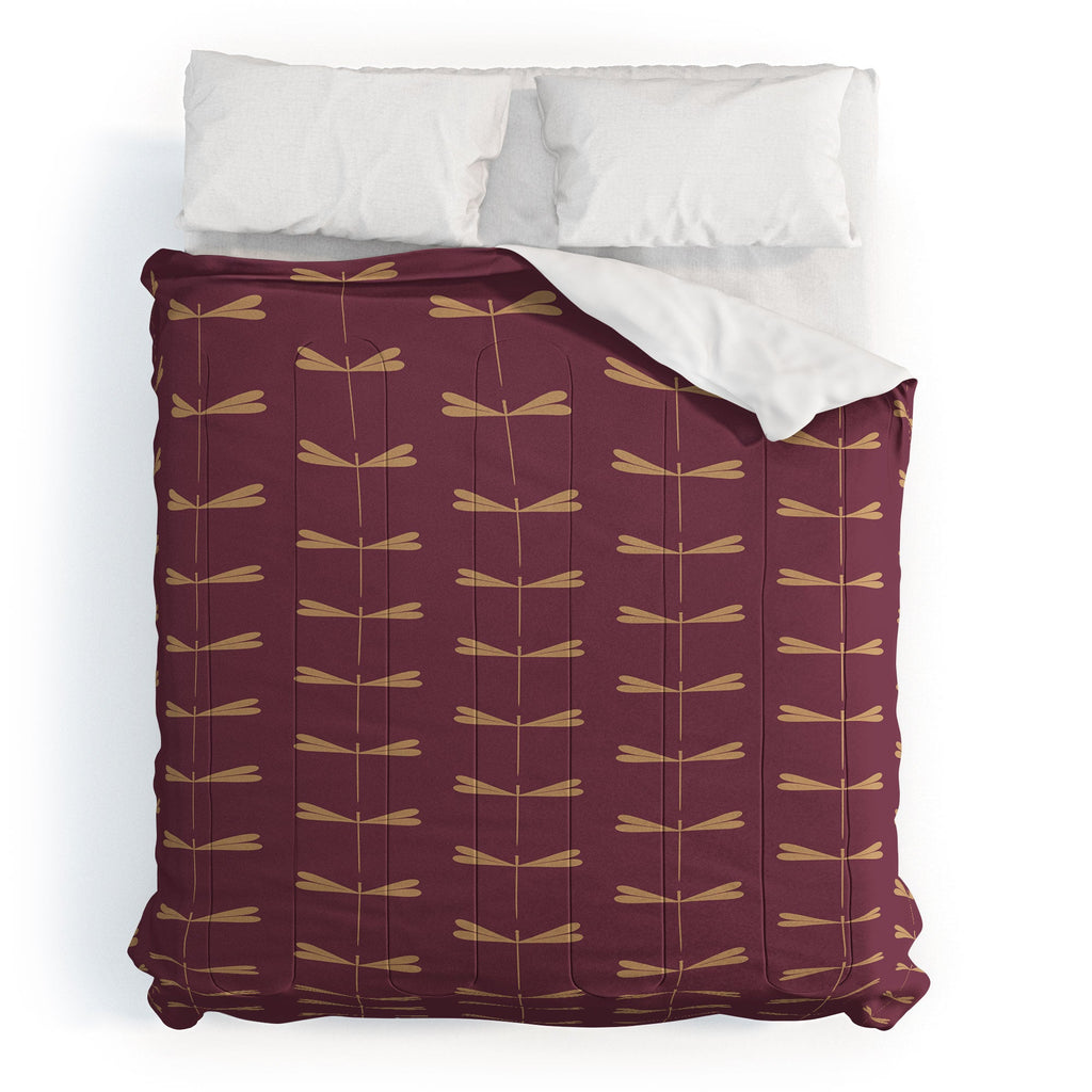 Colour Poems Dragonfly Pattern Mauve Comforter