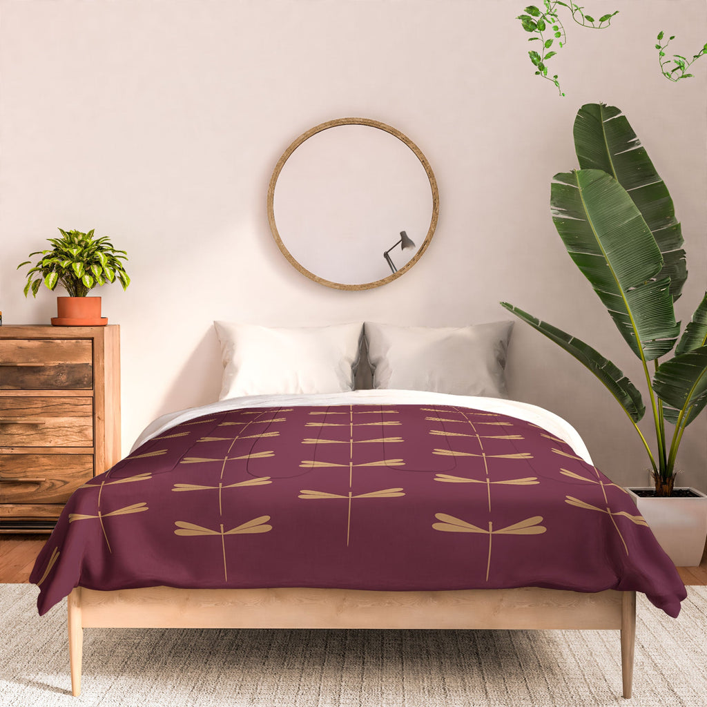 Colour Poems Dragonfly Pattern Mauve Comforter