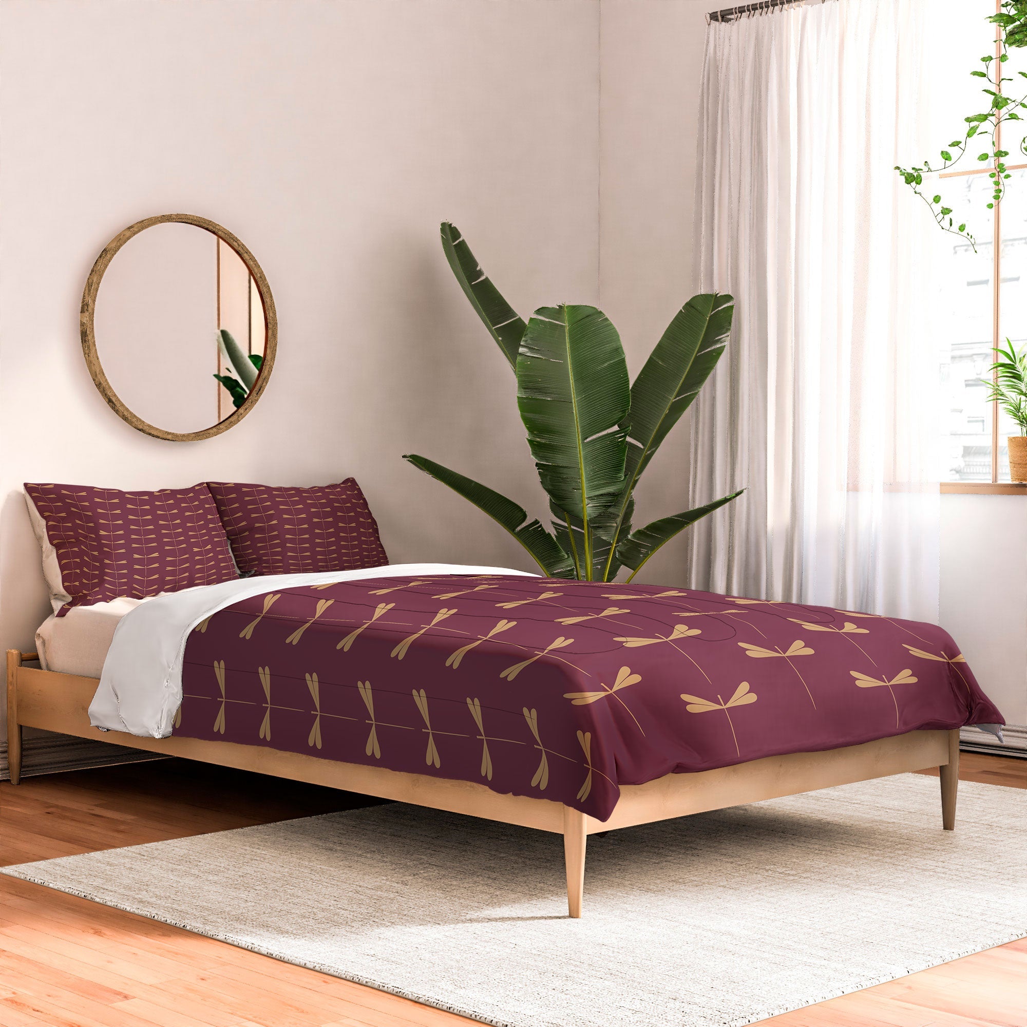 Colour Poems Dragonfly Pattern Mauve Comforter