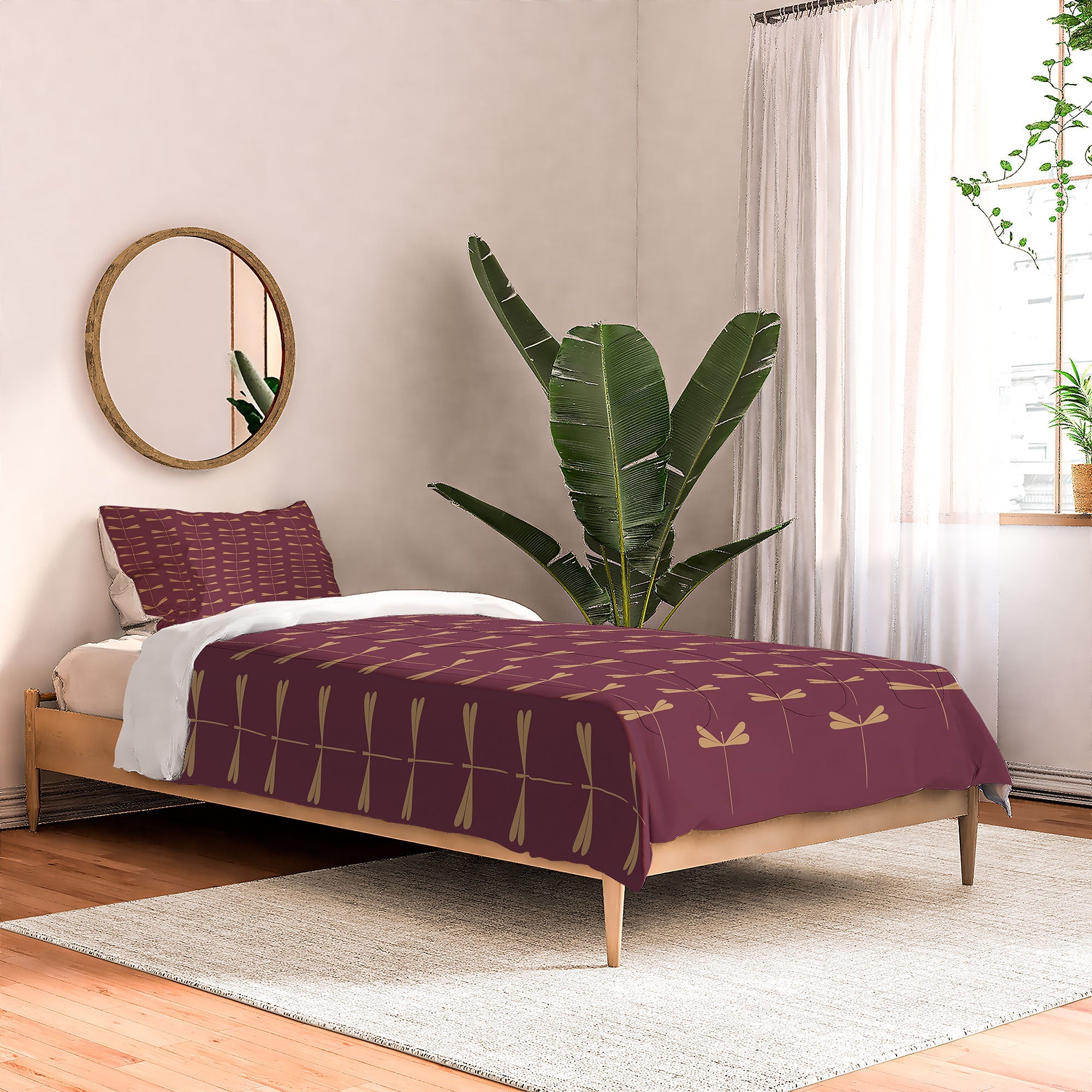 Colour Poems Dragonfly Pattern Mauve Comforter
