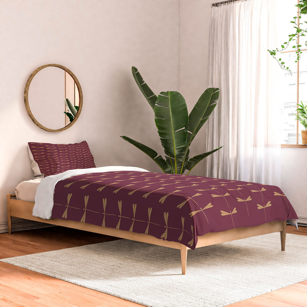 Colour Poems Dragonfly Pattern Mauve Comforter