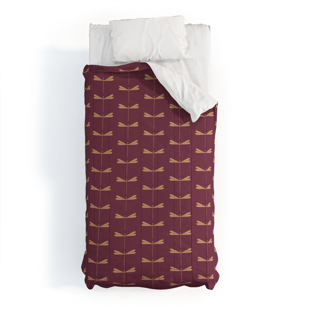 Colour Poems Dragonfly Pattern Mauve Comforter