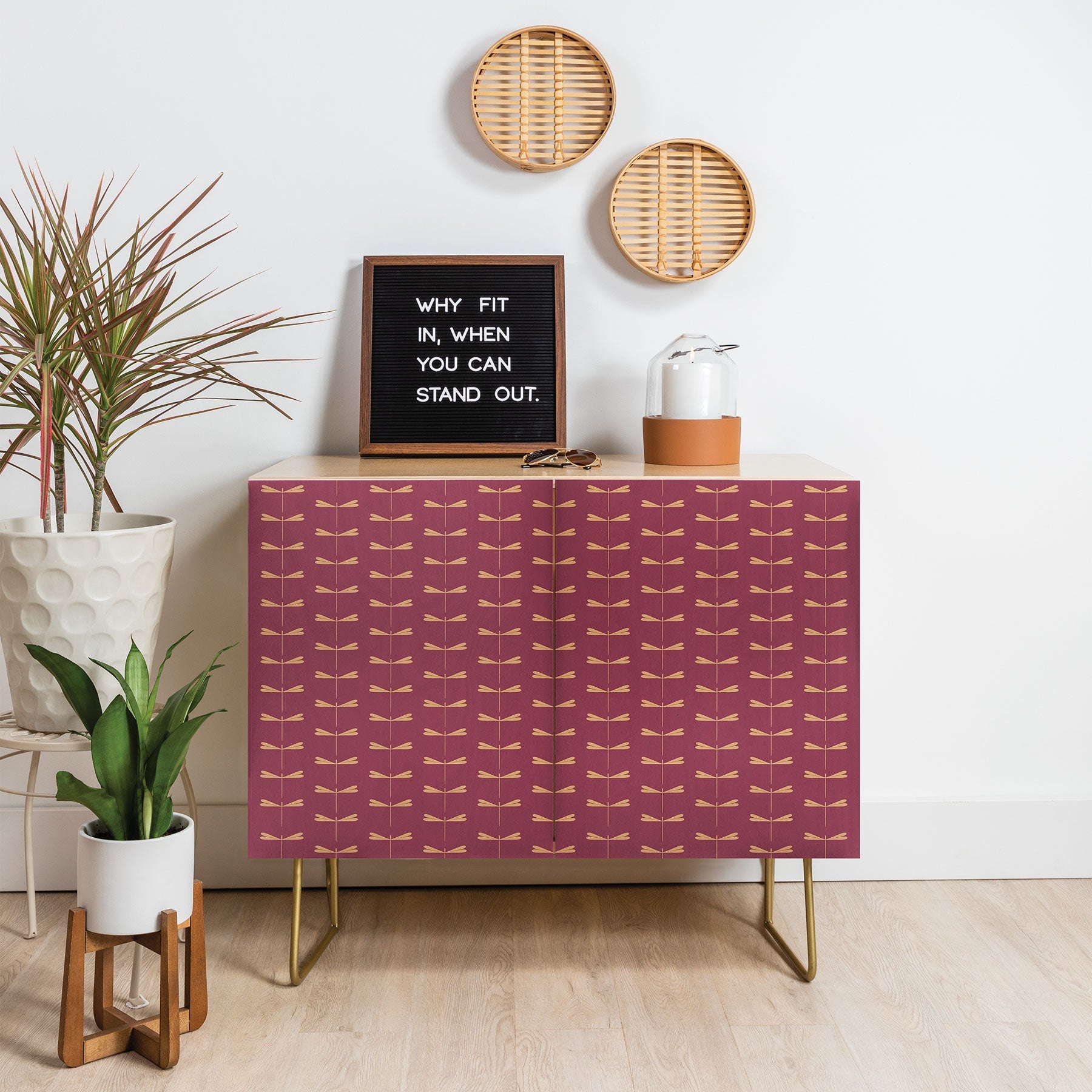 Colour Poems Dragonfly Pattern Mauve Credenza