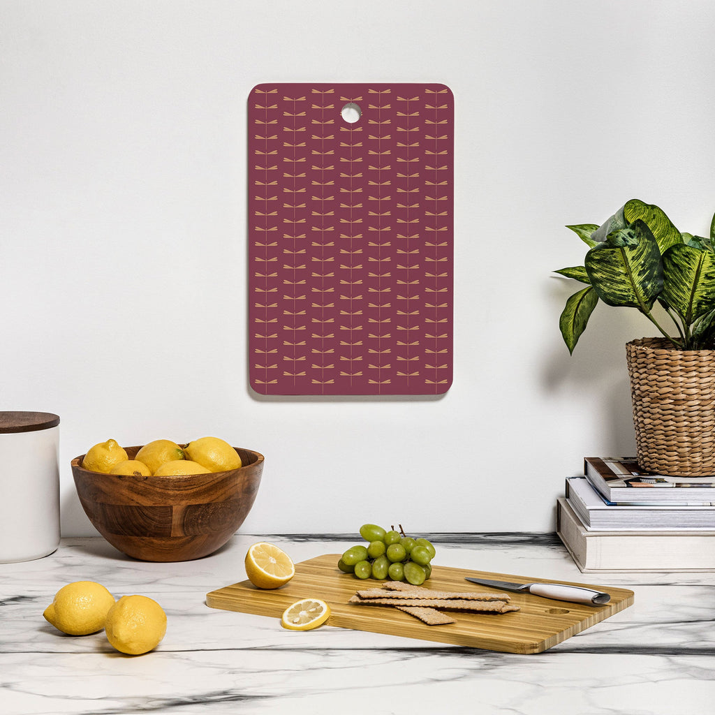 Colour Poems Dragonfly Pattern Mauve Cutting Board Rectangle