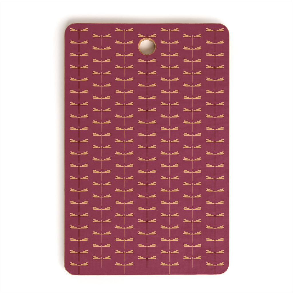 Colour Poems Dragonfly Pattern Mauve Cutting Board Rectangle