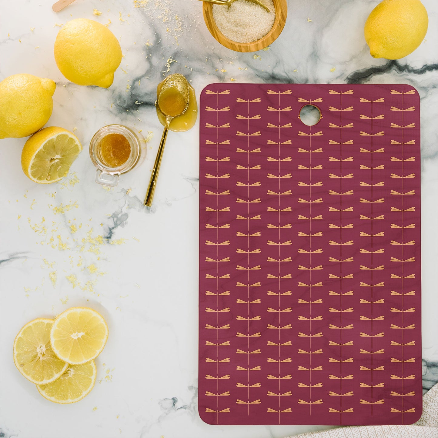 Colour Poems Dragonfly Pattern Mauve Cutting Board Rectangle