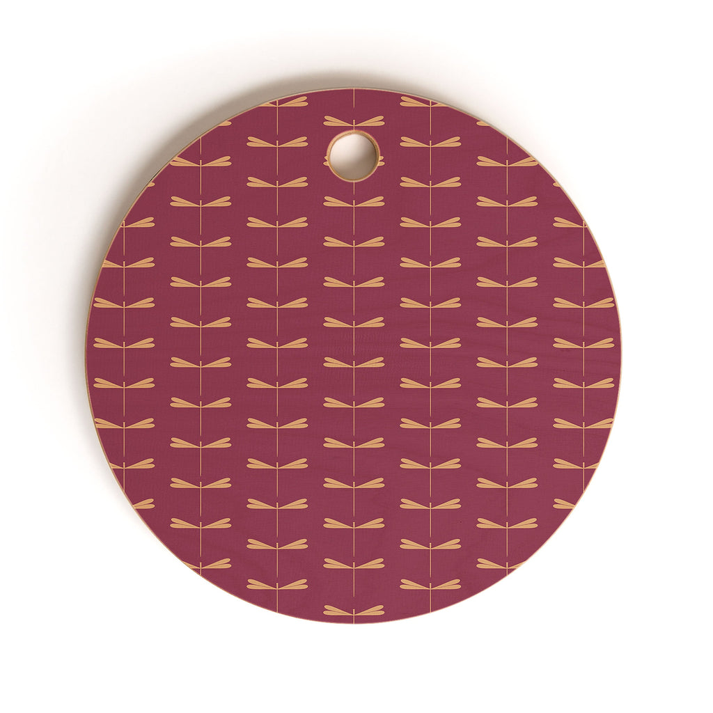 Colour Poems Dragonfly Pattern Mauve Cutting Board Round