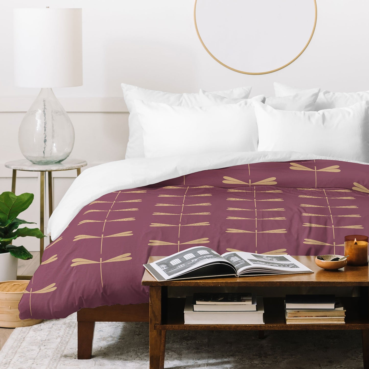 Colour Poems Dragonfly Pattern Mauve Duvet Cover
