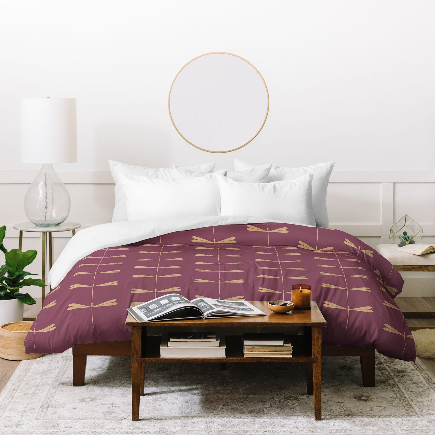 Colour Poems Dragonfly Pattern Mauve Duvet Cover