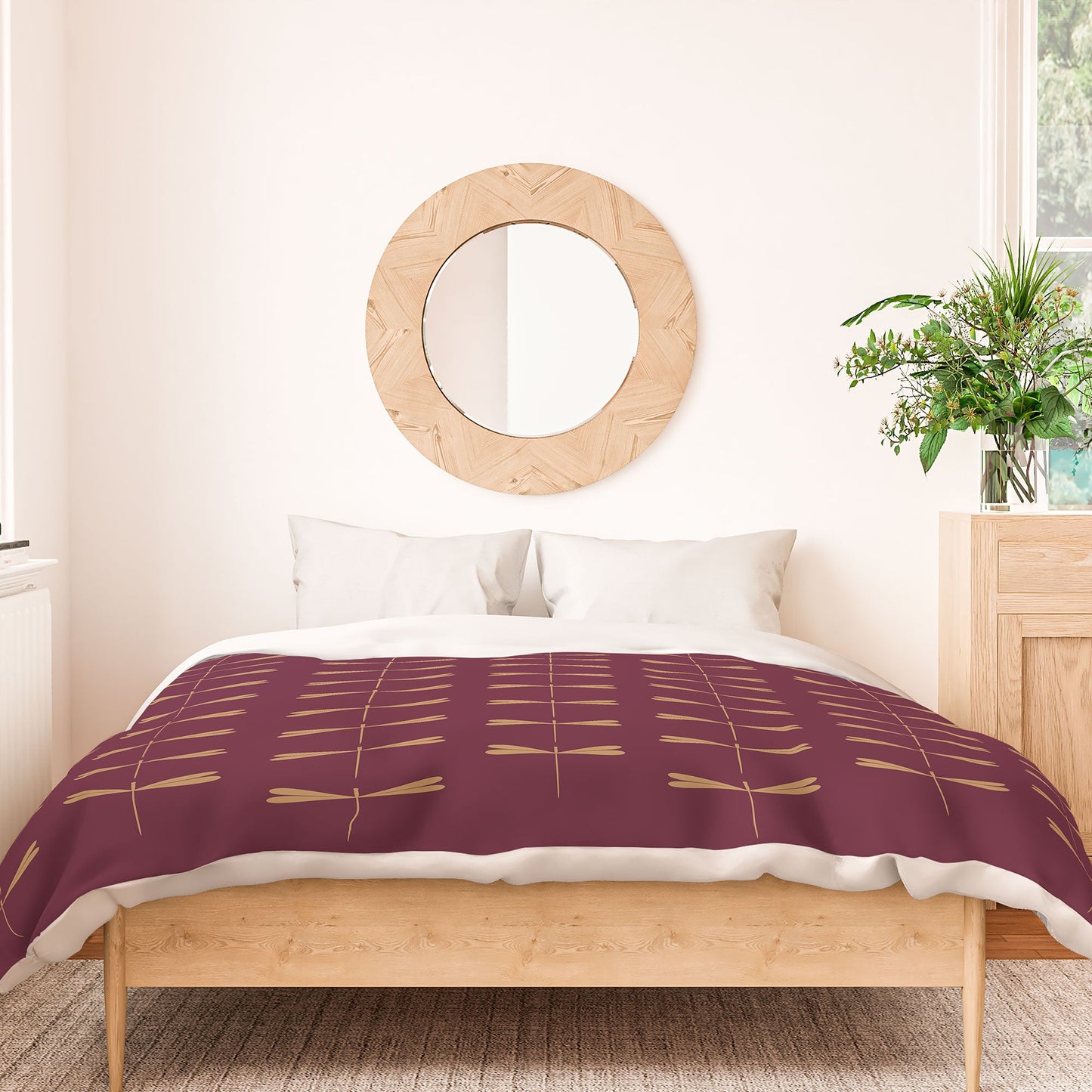 Colour Poems Dragonfly Pattern Mauve Duvet Cover