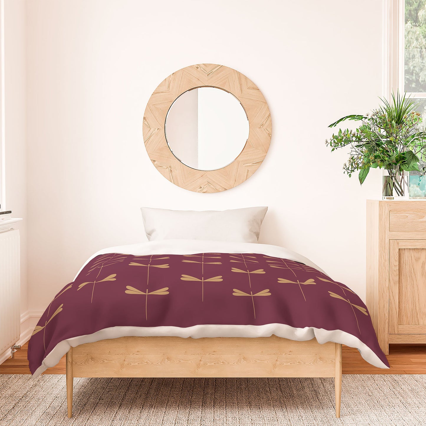 Colour Poems Dragonfly Pattern Mauve Duvet Cover