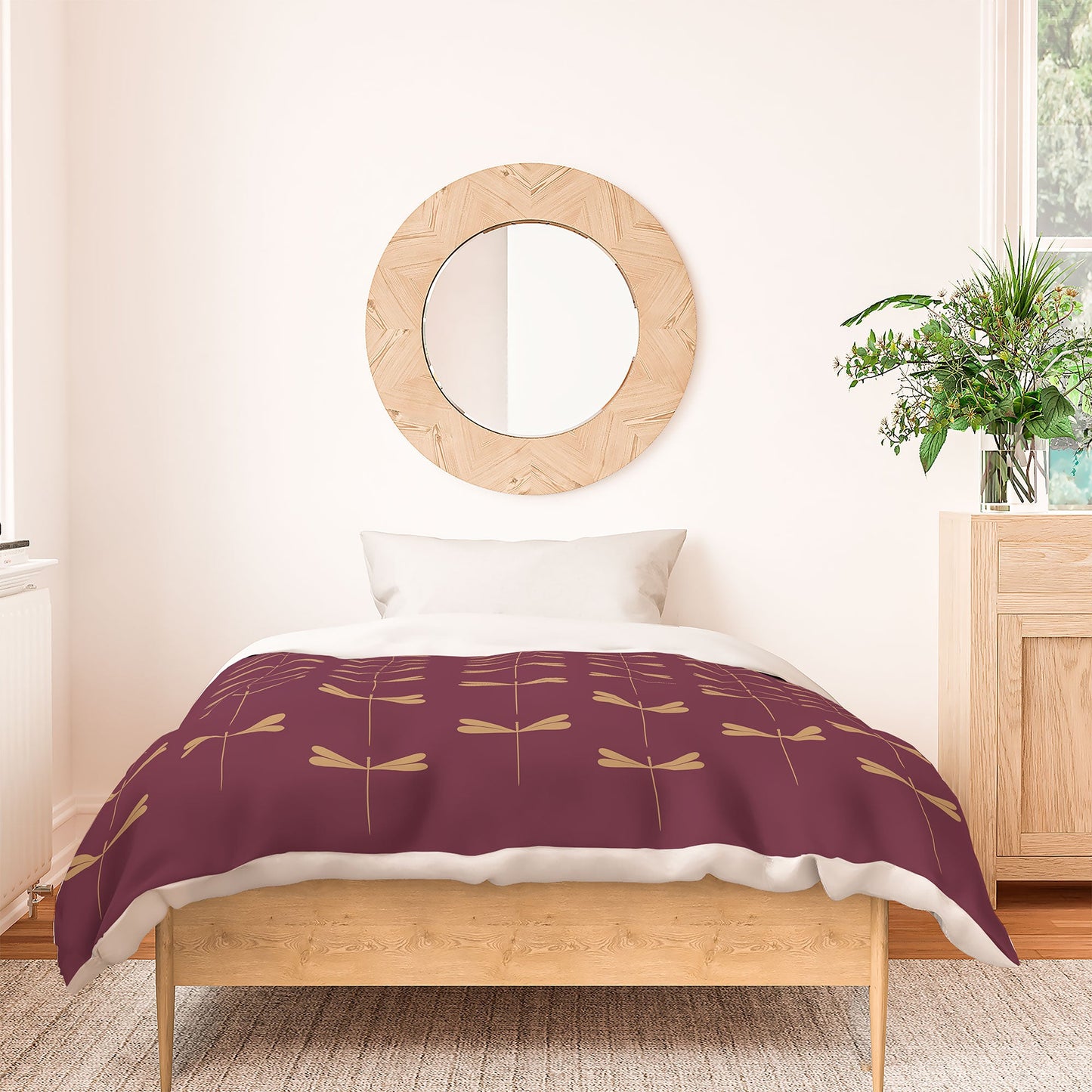 Colour Poems Dragonfly Pattern Mauve Duvet Cover