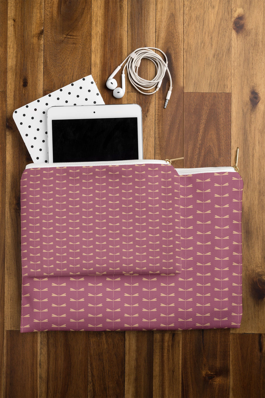 Colour Poems Dragonfly Pattern Mauve Pouch