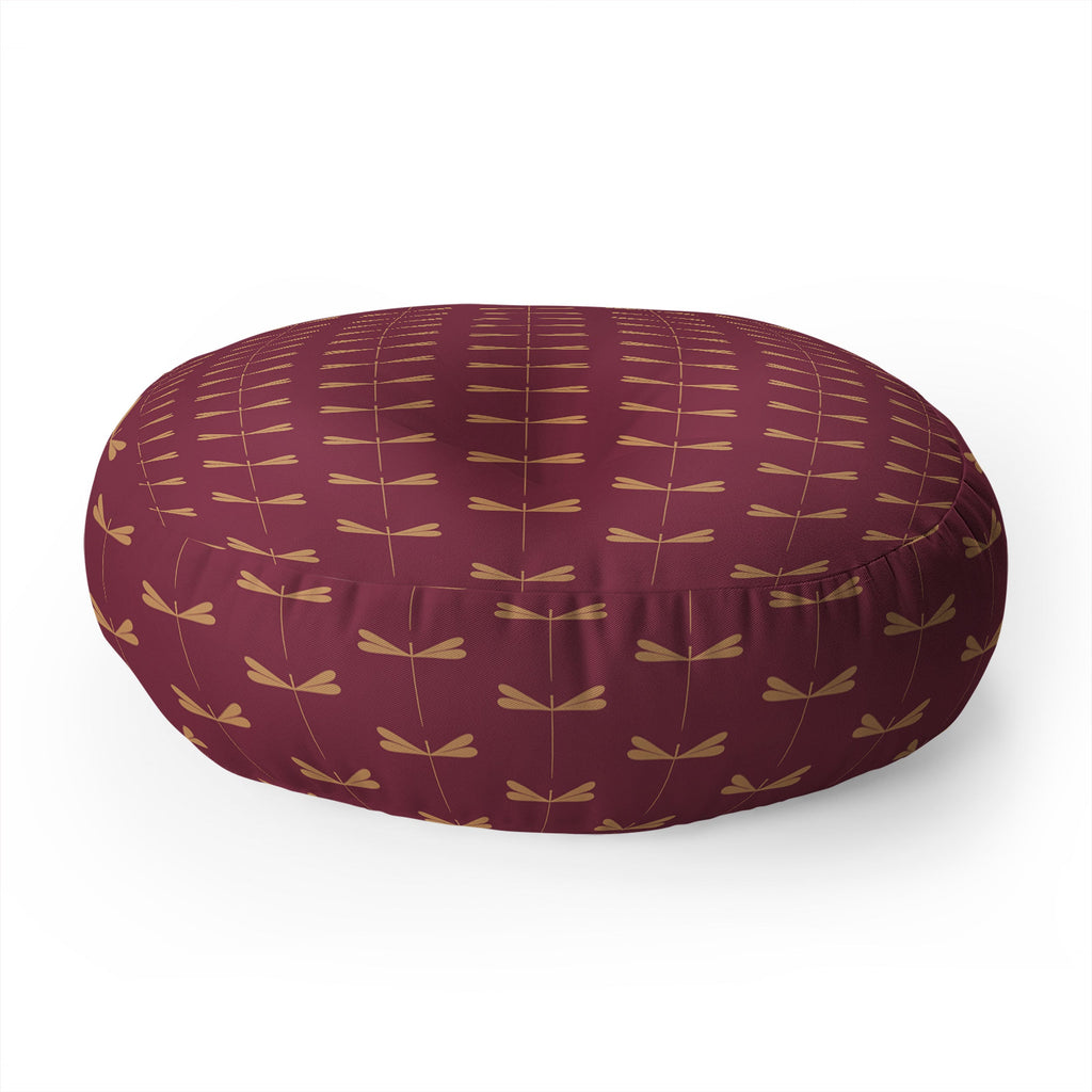Colour Poems Dragonfly Pattern Mauve Floor Pillow Round