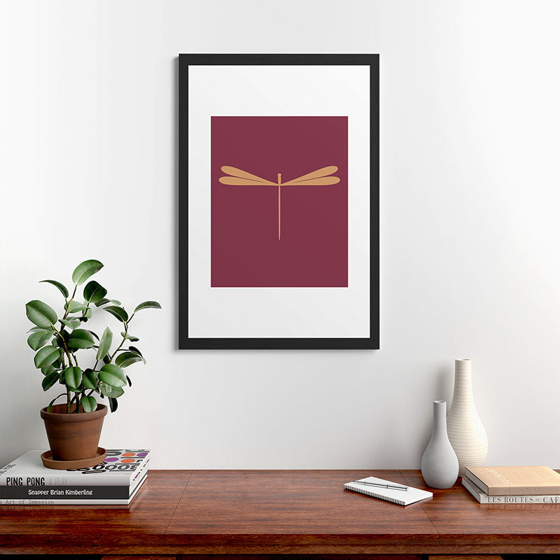 Colour Poems Dragonfly Pattern Mauve Framed Art Print