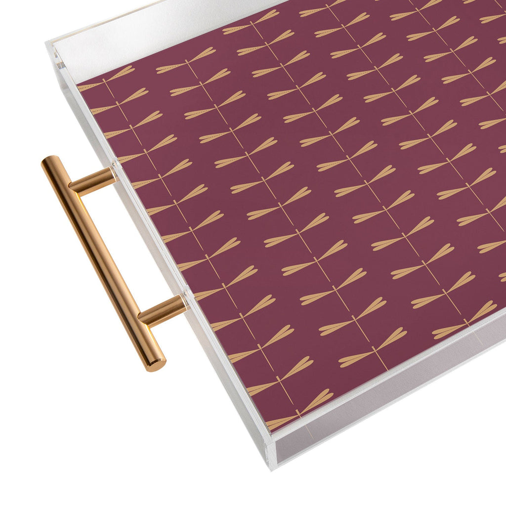 Colour Poems Dragonfly Pattern Mauve Acrylic Tray