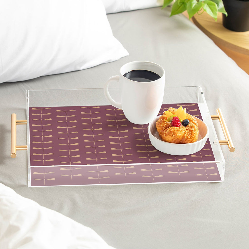 Colour Poems Dragonfly Pattern Mauve Acrylic Tray