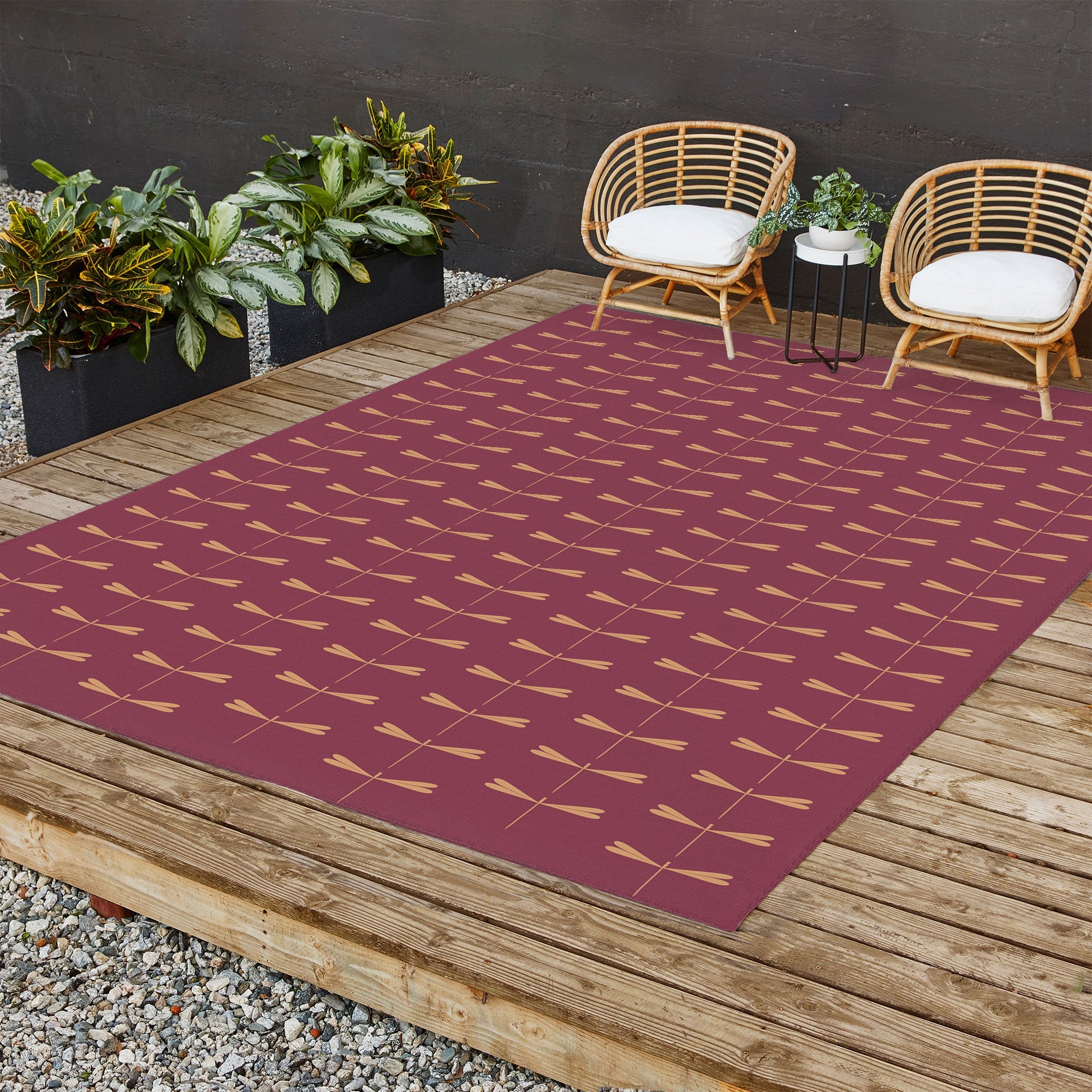 Colour Poems Dragonfly Pattern Mauve Outdoor Rug