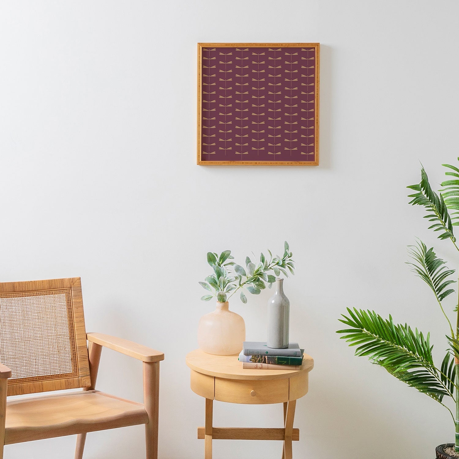 Colour Poems Dragonfly Pattern Mauve Framed Wall Art