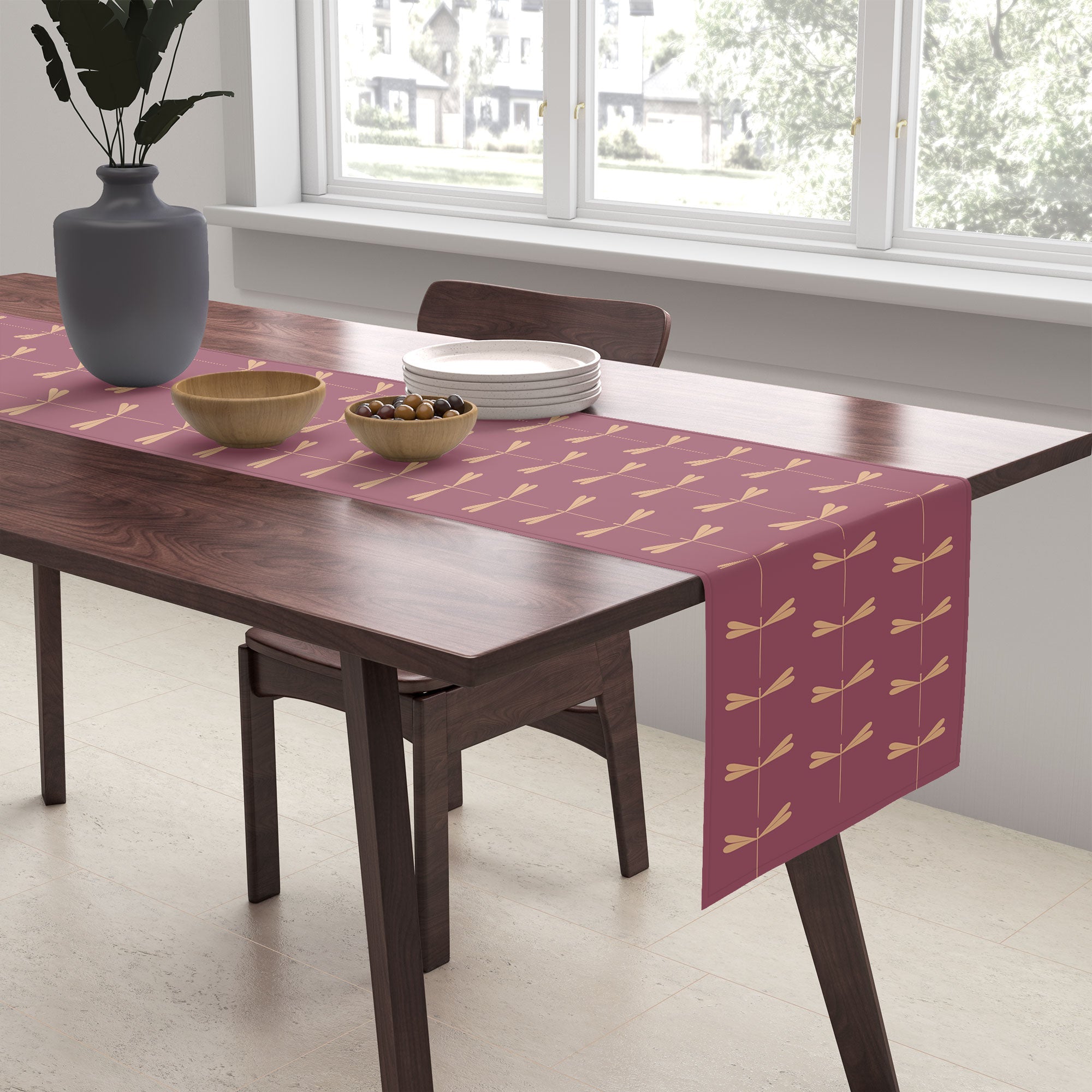 Colour Poems Dragonfly Pattern Mauve Table Runner