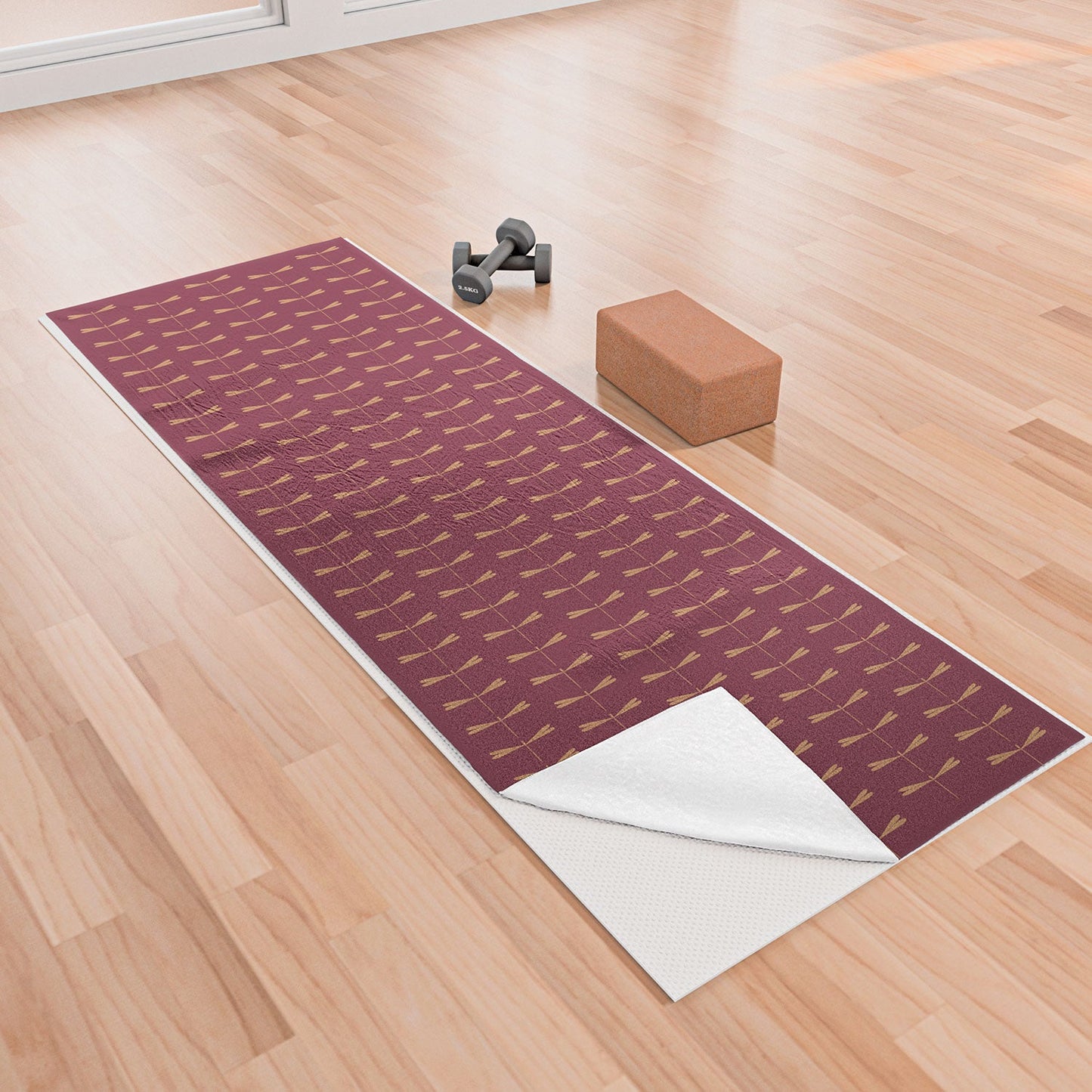 Colour Poems Dragonfly Pattern Mauve Yoga Towel