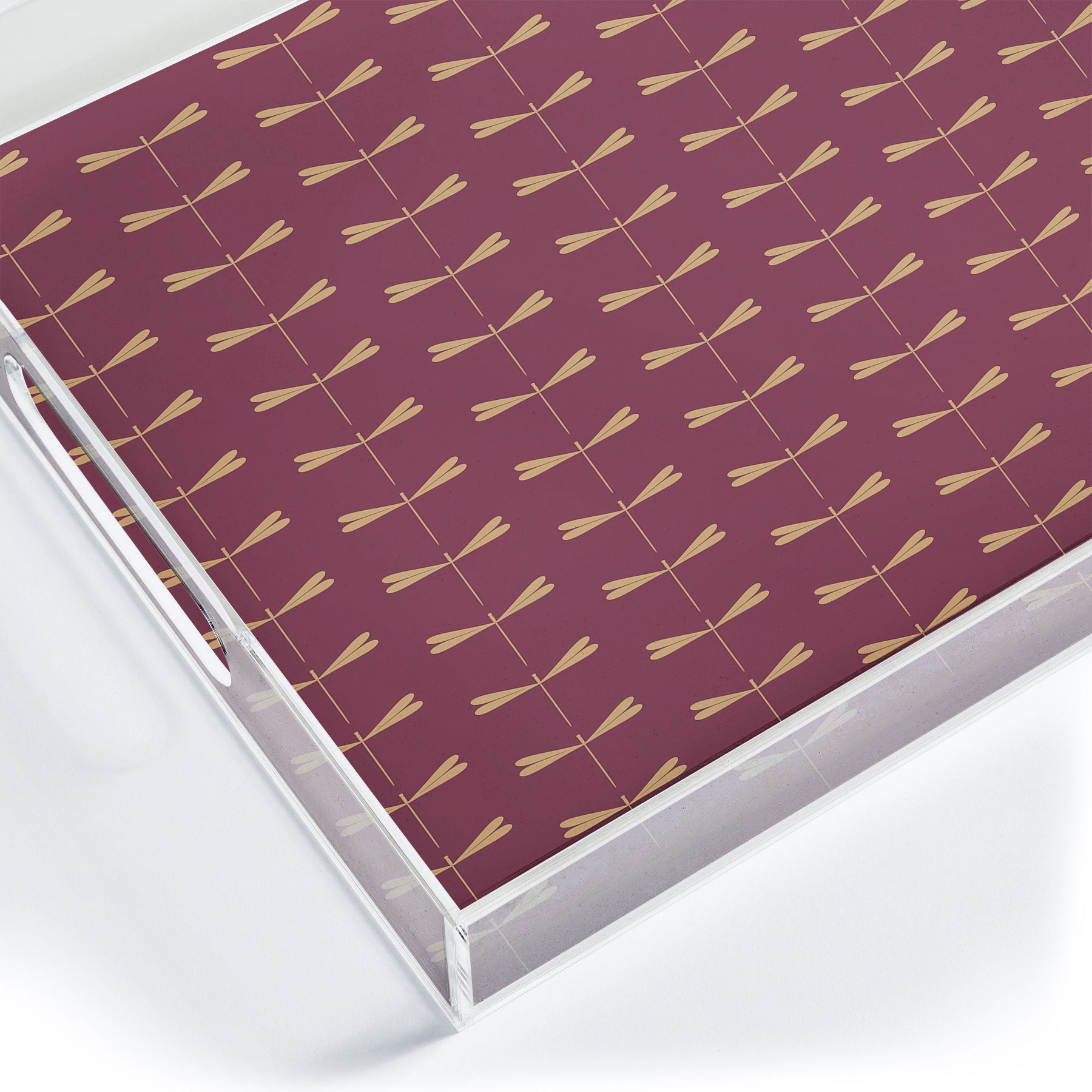 Colour Poems Dragonfly Pattern Mauve Acrylic Tray