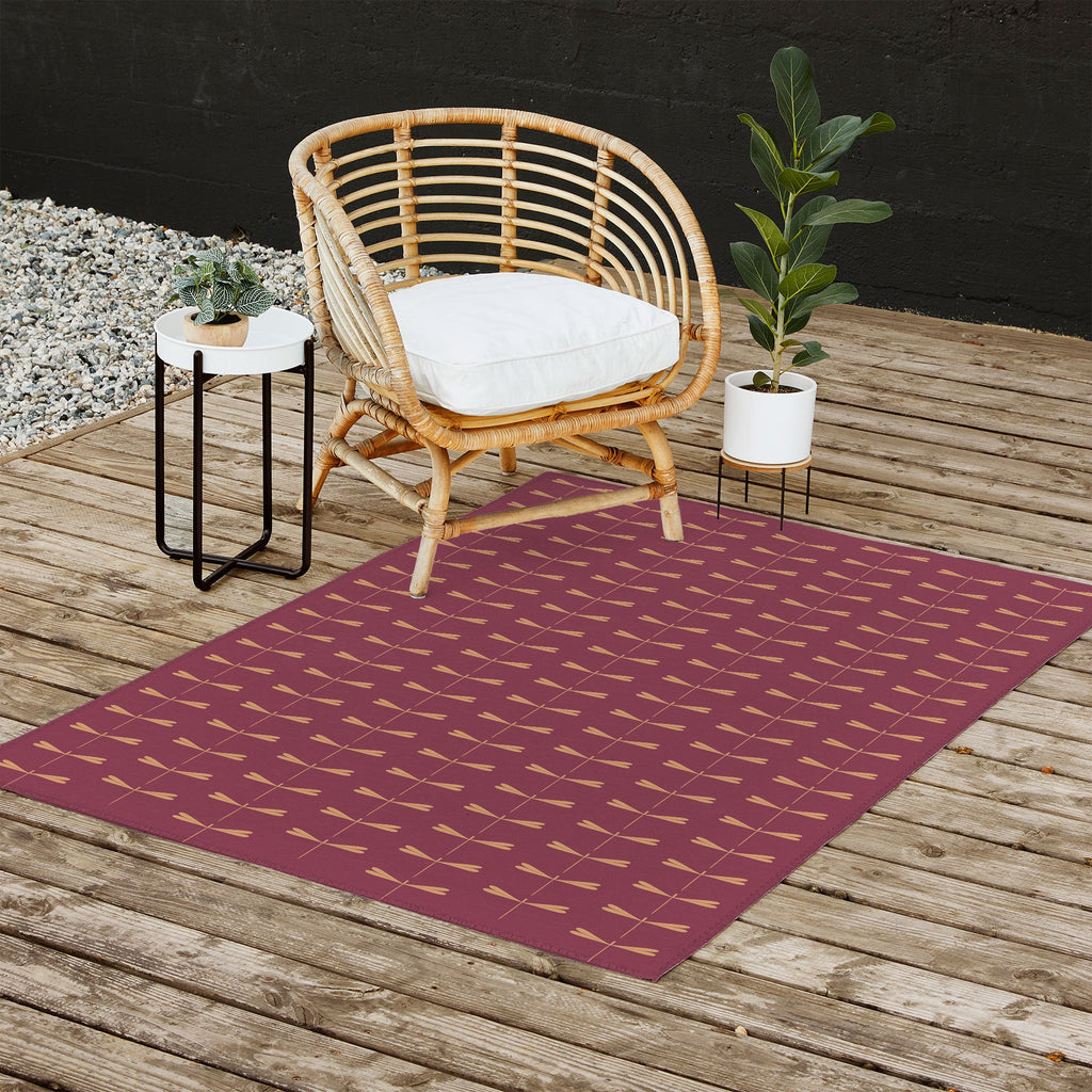 Colour Poems Dragonfly Pattern Mauve Outdoor Rug