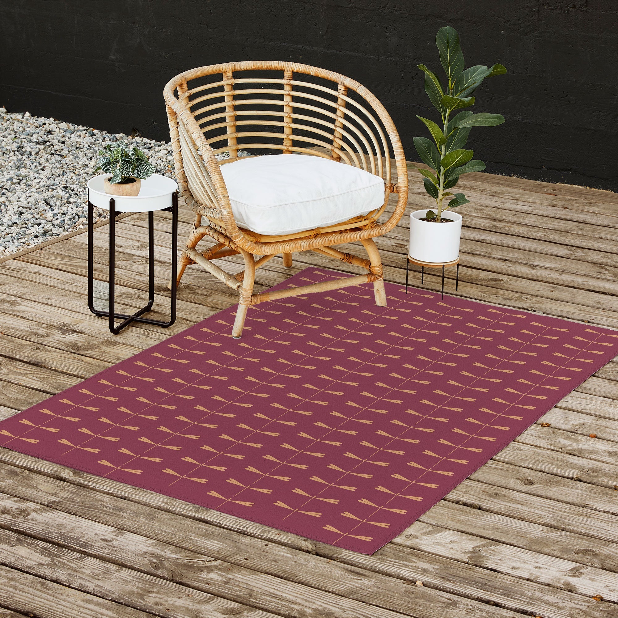 Colour Poems Dragonfly Pattern Mauve Outdoor Rug