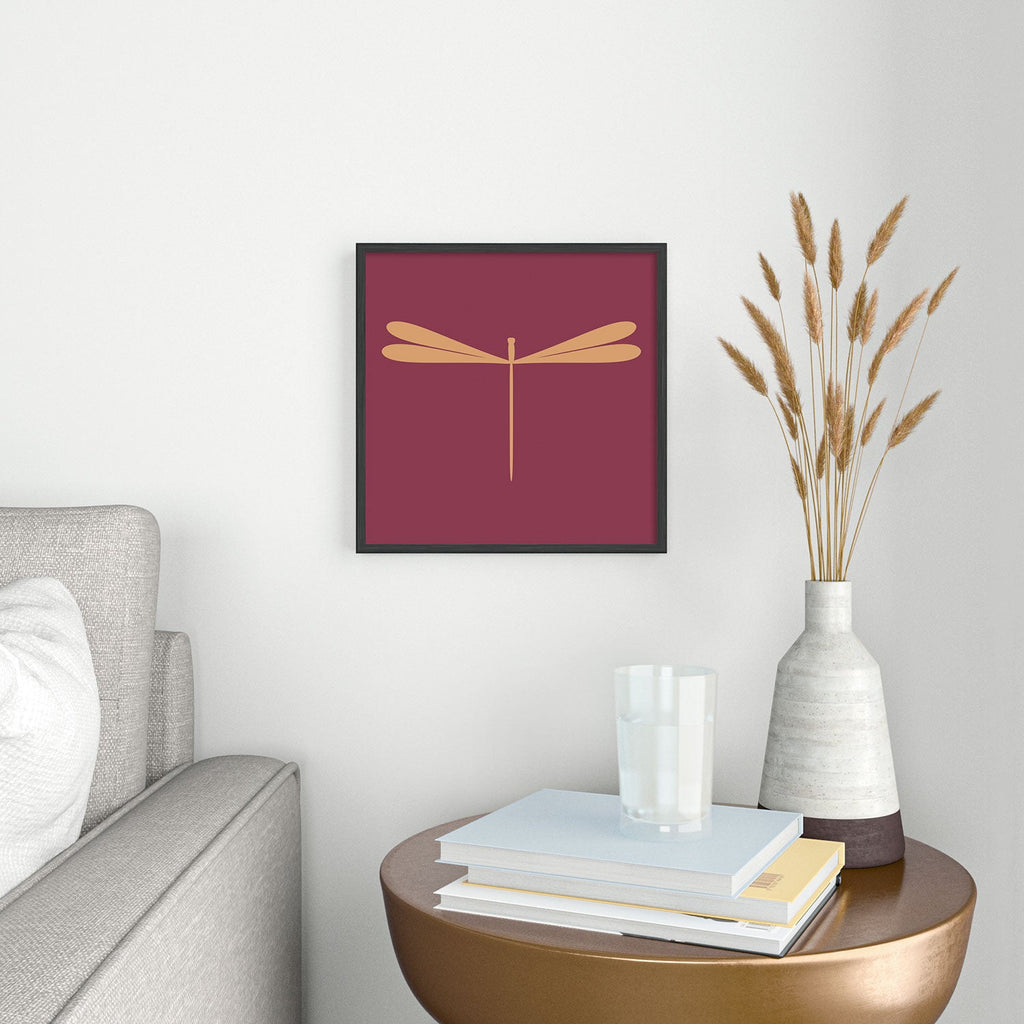 Colour Poems Dragonfly Pattern Mauve Square Metal Framed Art Print