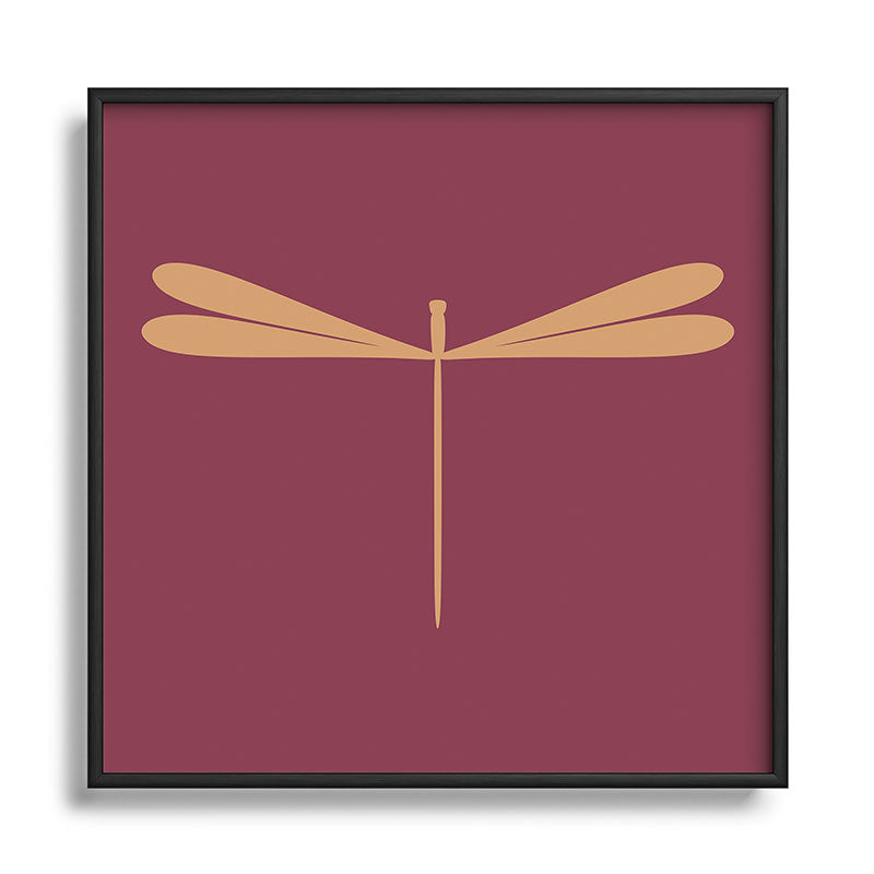 Colour Poems Dragonfly Pattern Mauve Square Metal Framed Art Print
