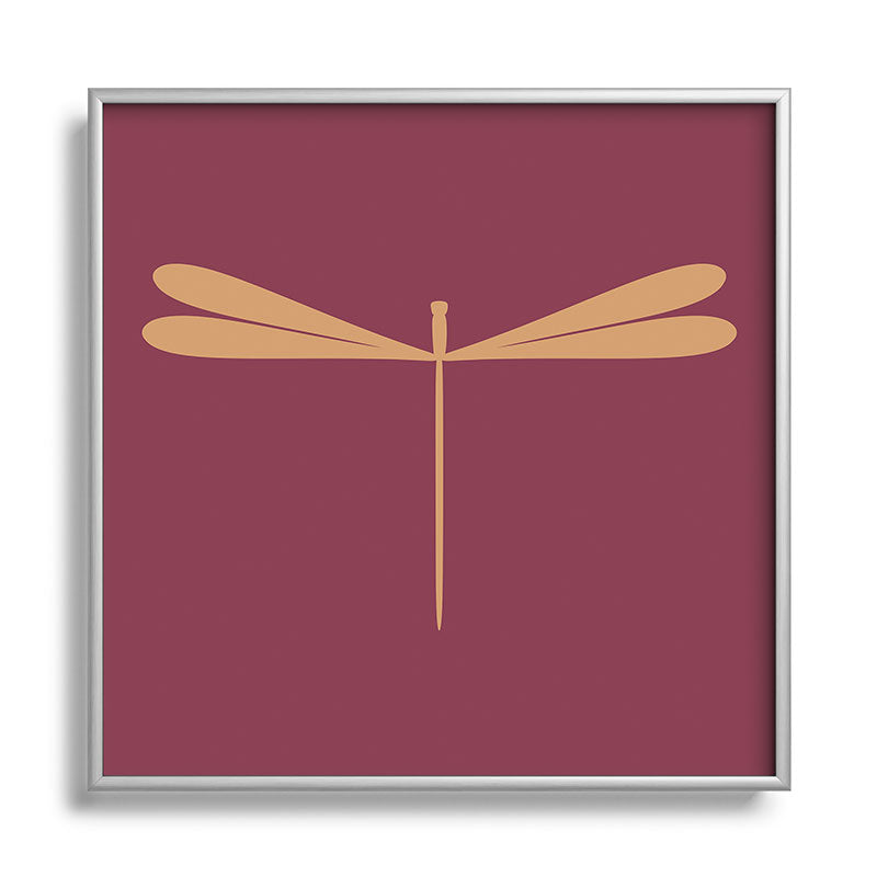 Colour Poems Dragonfly Pattern Mauve Square Metal Framed Art Print