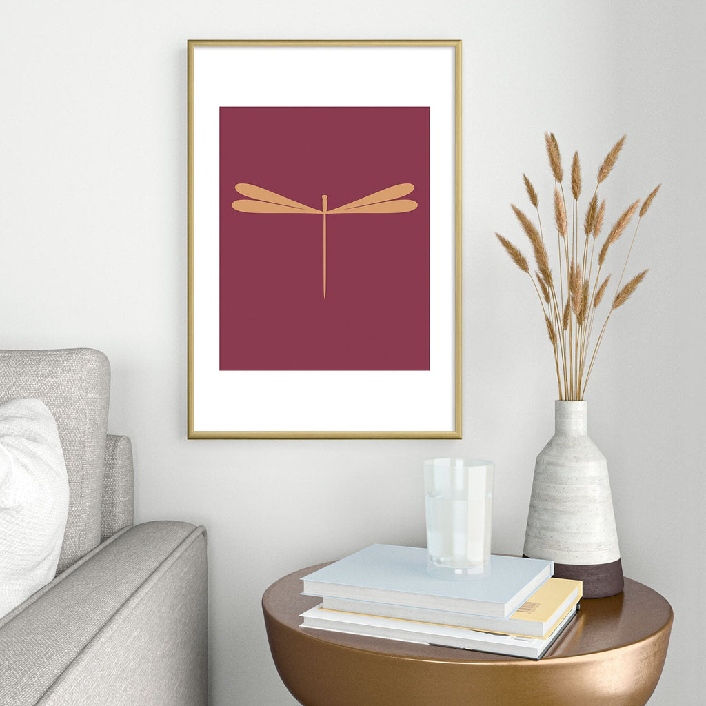 Colour Poems Dragonfly Pattern Mauve Metal Framed Art Print