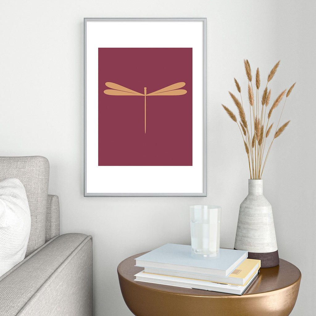 Colour Poems Dragonfly Pattern Mauve Metal Framed Art Print