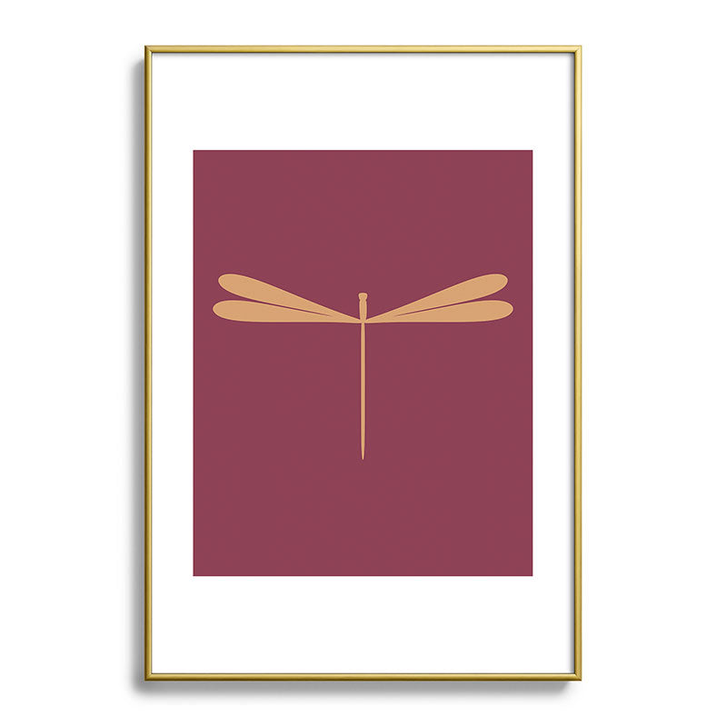 Colour Poems Dragonfly Pattern Mauve Metal Framed Art Print