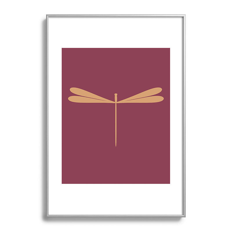 Colour Poems Dragonfly Pattern Mauve Metal Framed Art Print