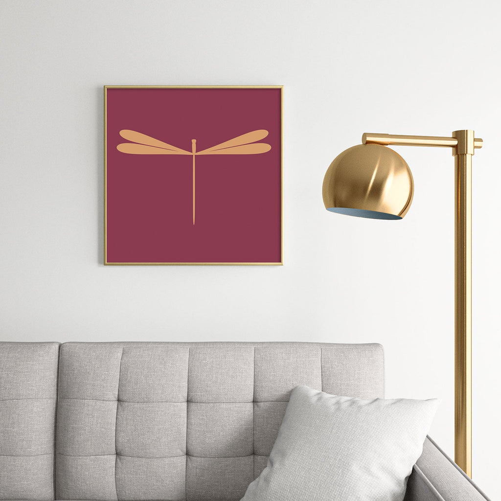 Colour Poems Dragonfly Pattern Mauve Square Metal Framed Art Print