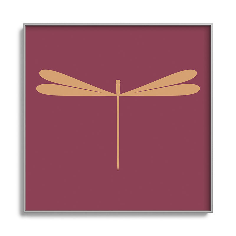 Colour Poems Dragonfly Pattern Mauve Square Metal Framed Art Print