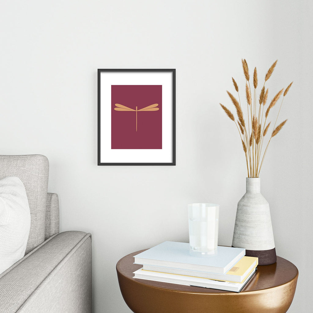 Colour Poems Dragonfly Pattern Mauve Metal Framed Art Print