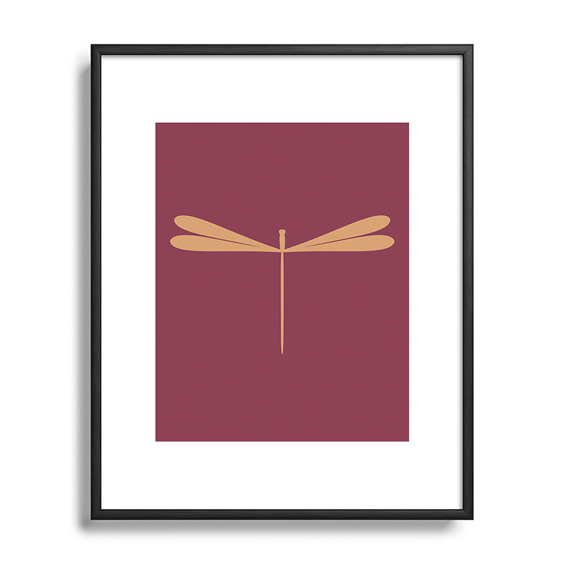 Colour Poems Dragonfly Pattern Mauve Metal Framed Art Print