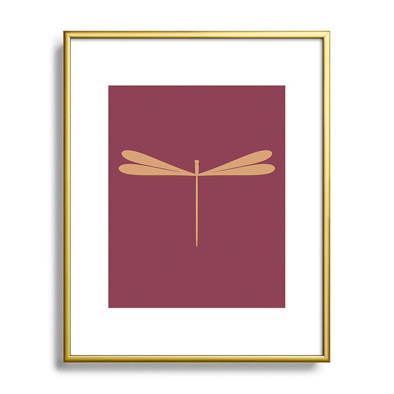 Colour Poems Dragonfly Pattern Mauve Metal Framed Art Print