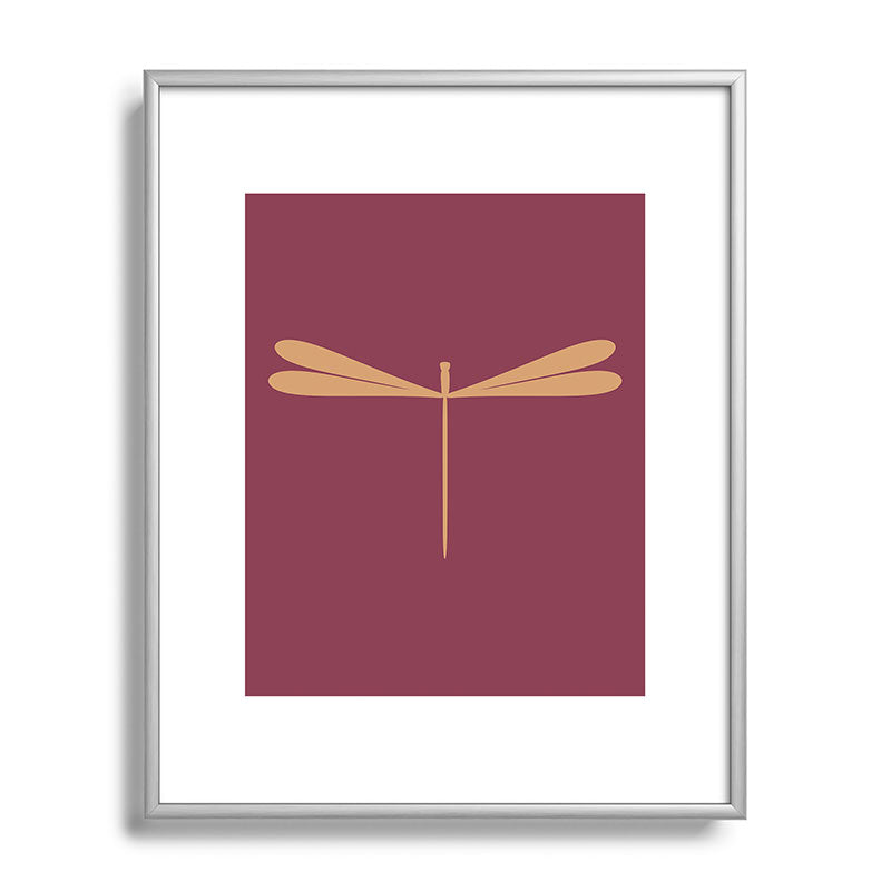 Colour Poems Dragonfly Pattern Mauve Metal Framed Art Print