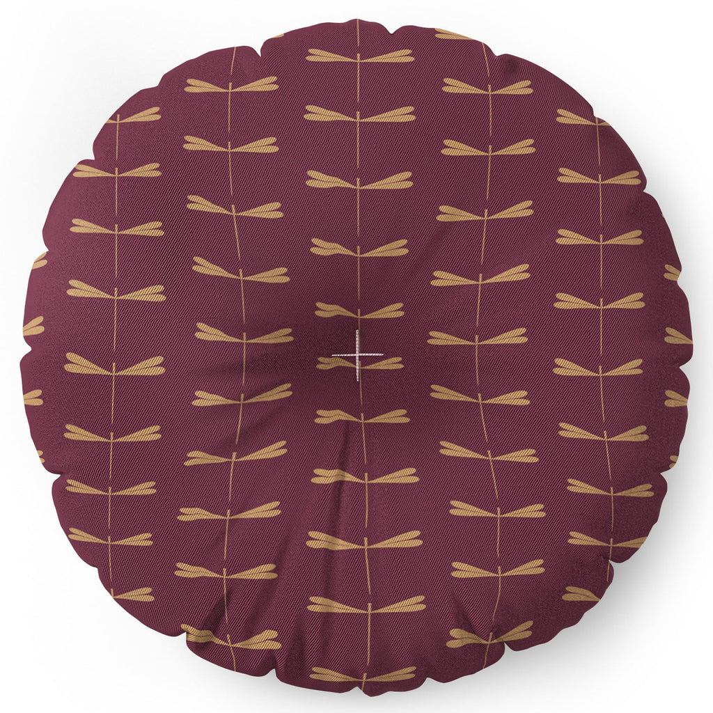 Colour Poems Dragonfly Pattern Mauve Floor Pillow Round