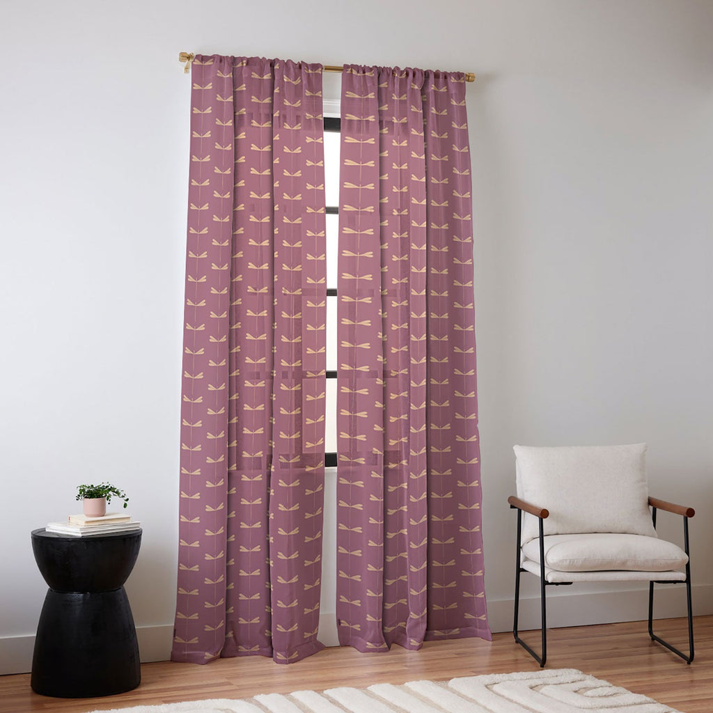 Colour Poems Dragonfly Pattern Mauve Sheer Non Repeat